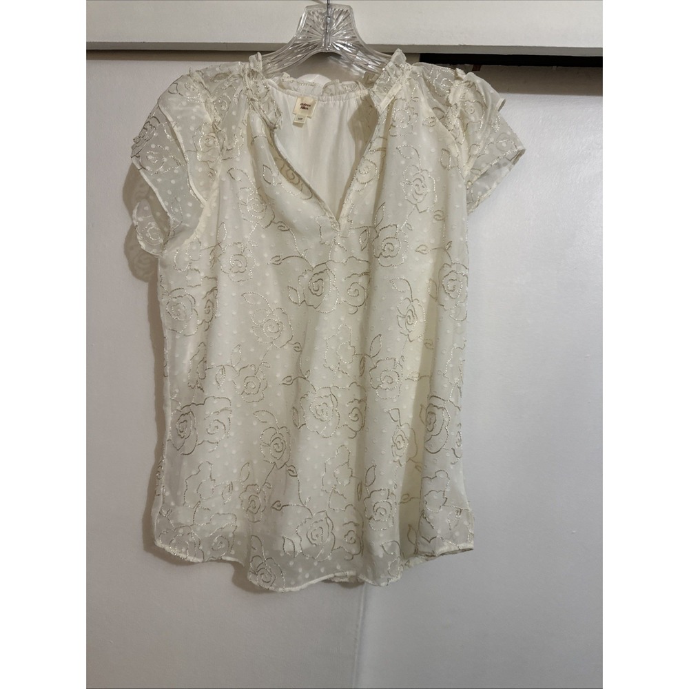 Autres Filled Size Small Blouse Ivory With Gold Flowers!